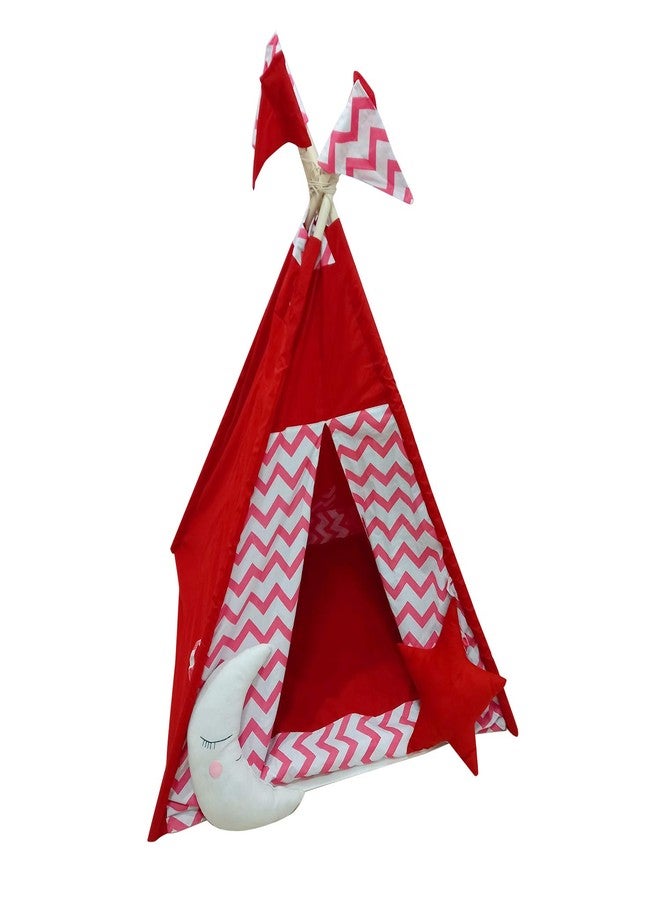 CREATIVE TEXTILES Tent House for Kids Lightweight Folding Camping Tent House for Kids Children's Indoor Outdoor Pop Up Teepee Play House Toy for 3 to 10 Year Boy and Girl Kids Colour : Red - Image 1